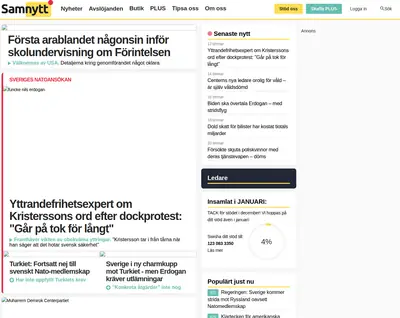 Samhällsnytt, www.samnytt.se startsida 2023