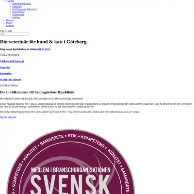 www.sannegardensdjurklinik.se startsida 2021