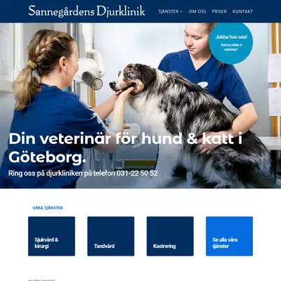 www.sannegardensdjurklinik.se startsida 2023