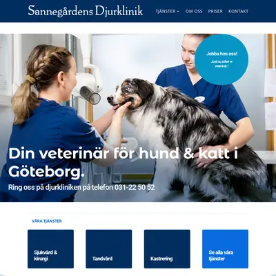 www.sannegardensdjurklinik.se startsida 2024