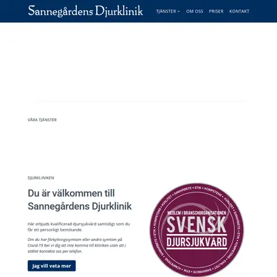 www.sannegardensdjurklinik.se startsida 2026
