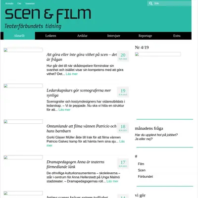 AKT - Scen & Films tidning startsida 2019