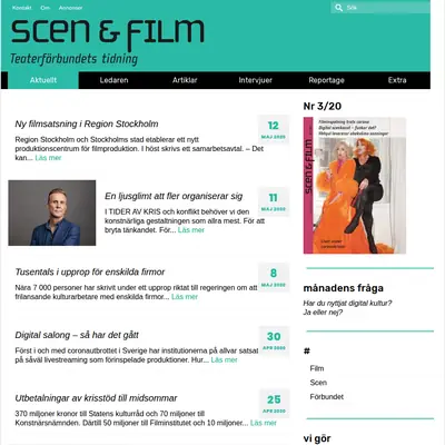 AKT - Scen & Films tidning startsida 2020