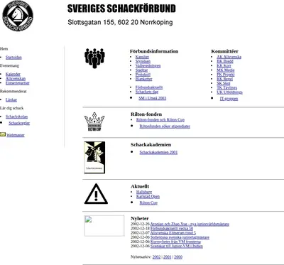 www.schack.se startsida 2003