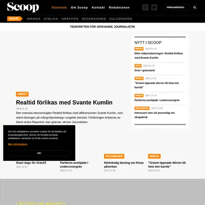 Scoop, www.scoopmagasin.se startsida 2023