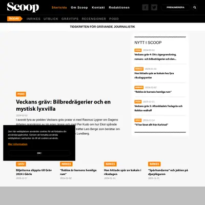 Scoop, www.scoopmagasin.se startsida 2024
