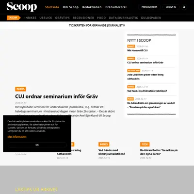 Scoop, www.scoopmagasin.se startsida 2026