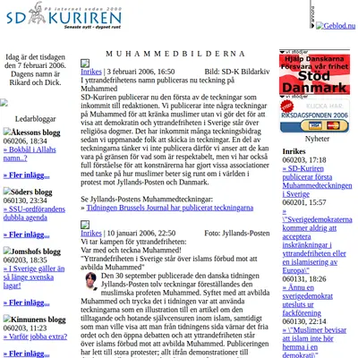 www.sdkuriren.se startsida 2006