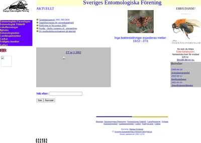 Entomologisk Tidskrift startsida 2003