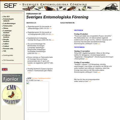 Entomologisk Tidskrift startsida 2006