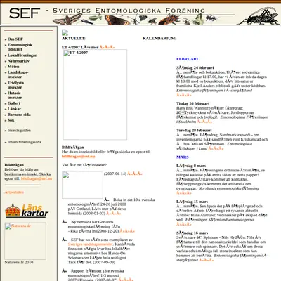 Entomologisk Tidskrift startsida 2009