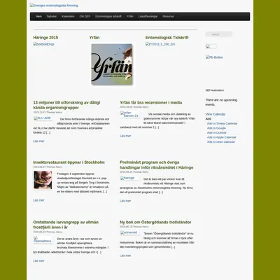 Entomologisk Tidskrift startsida 2016