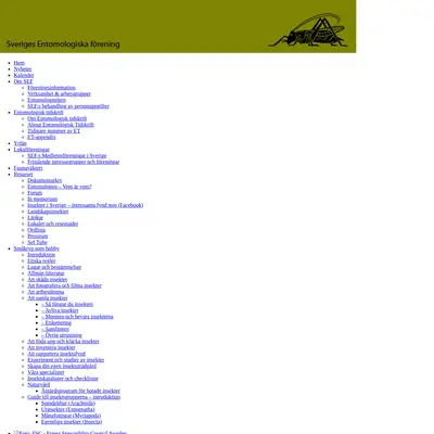 Entomologisk Tidskrift startsida 2019