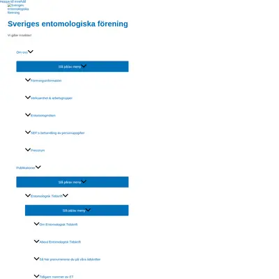 Entomologisk Tidskrift startsida 2023