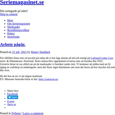 Seriemagasinet startsida 2011