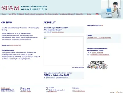 AllmänMedicin (Tidskrift för Svensk förening för allmänmedicin) startsida 2006