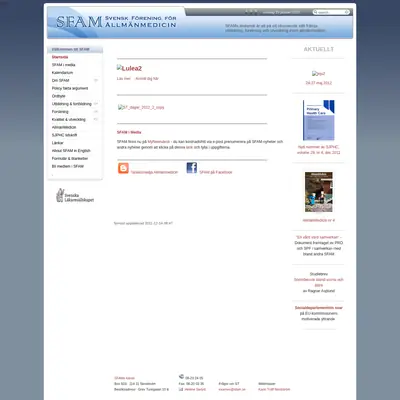 AllmänMedicin (Tidskrift för Svensk förening för allmänmedicin) startsida 2012