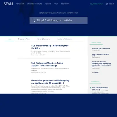 AllmänMedicin (Tidskrift för Svensk förening för allmänmedicin) startsida 2018