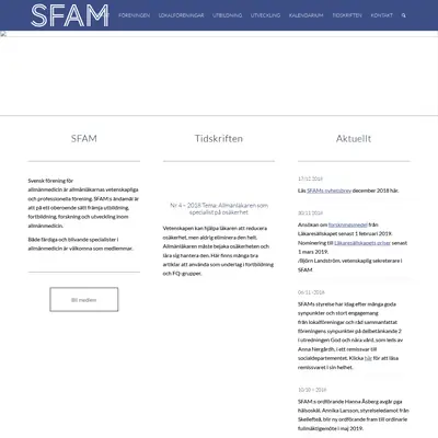 AllmänMedicin (Tidskrift för Svensk förening för allmänmedicin) startsida 2019
