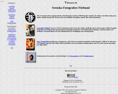 Fotografisk Tidskrift startsida 1997