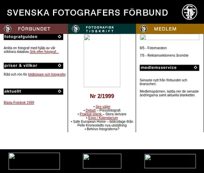 Fotografisk Tidskrift startsida 1999