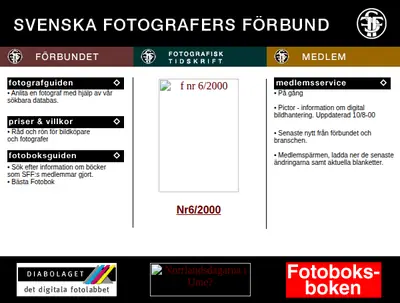 Fotografisk Tidskrift startsida 2001