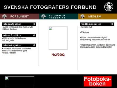 Fotografisk Tidskrift startsida 2002