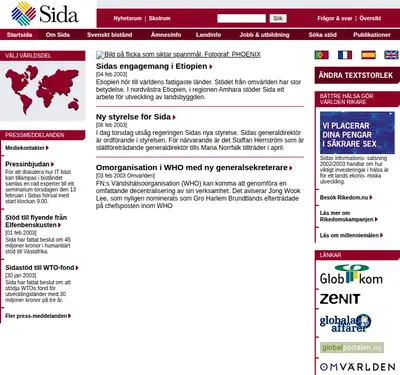 SiDa:n startsida 2003
