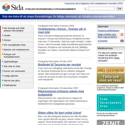 SiDa:n startsida 2008