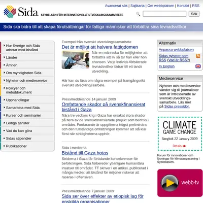 SiDa:n startsida 2009