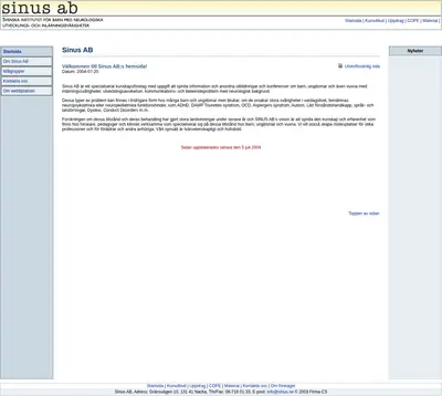 SINUS startsida 2004