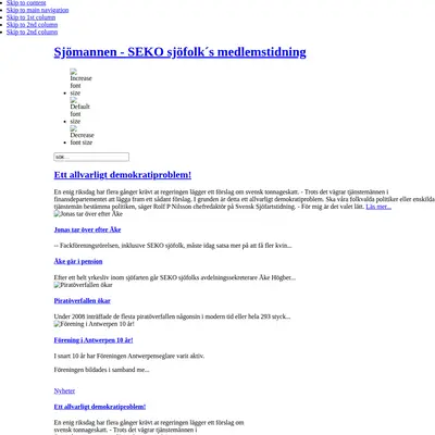 Sjömannen, www.sjomannen.se startsida 2009