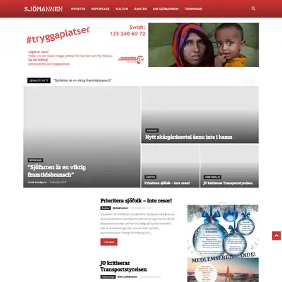 Sjömannen, www.sjomannen.se startsida 2017