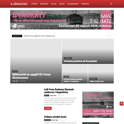 Sjömannen, www.sjomannen.se startsida 2018