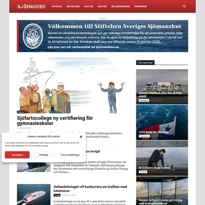 Sjömannen, www.sjomannen.se startsida 2024