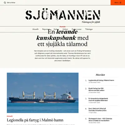 Sjömannen, www.sjomannen.se startsida 2026