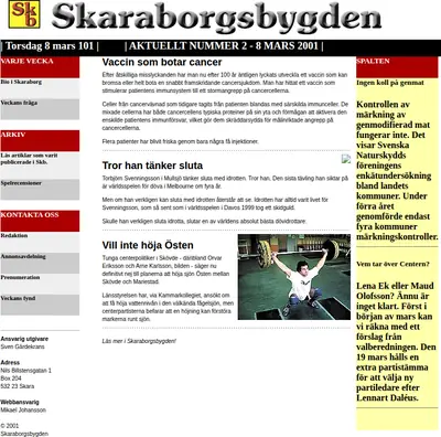 www.skaraborgsbygden.se startsida 2001