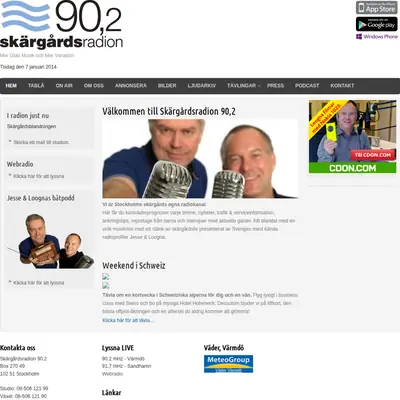Skärgårdsradion 90,2 startsida 2014