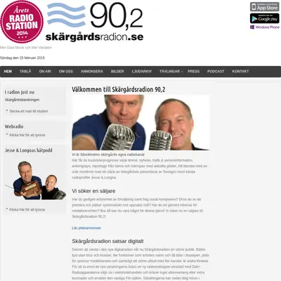 Skärgårdsradion 90,2 startsida 2015