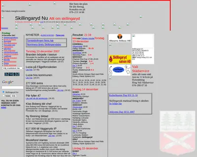 Skillingaryd.Nu startsida 2007