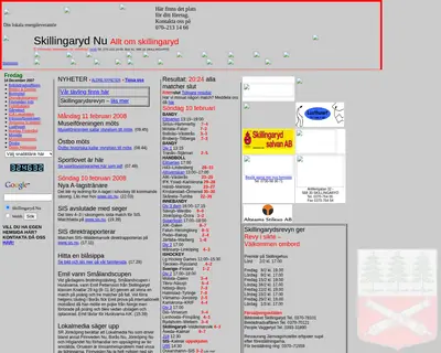 Skillingaryd.Nu startsida 2008