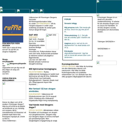 www.skogen.se startsida 2004