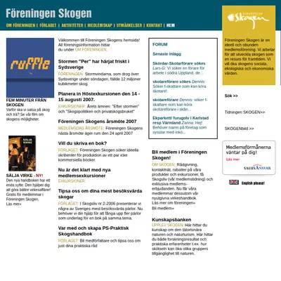 www.skogen.se startsida 2007
