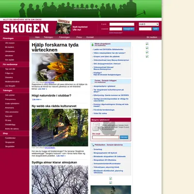 www.skogen.se startsida 2008