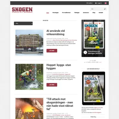 www.skogen.se startsida 2020