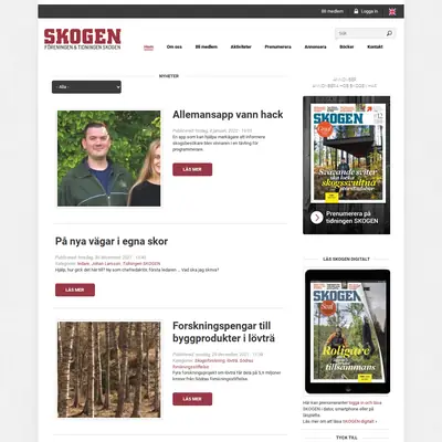 www.skogen.se startsida 2022