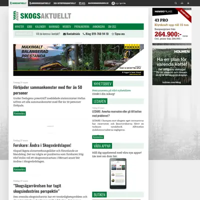 Skogsaktuellt startsida 2020