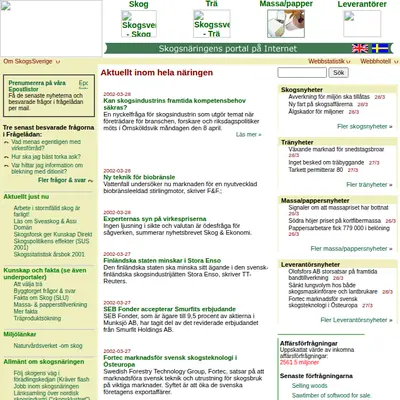 skogssverige.se startsida 2002