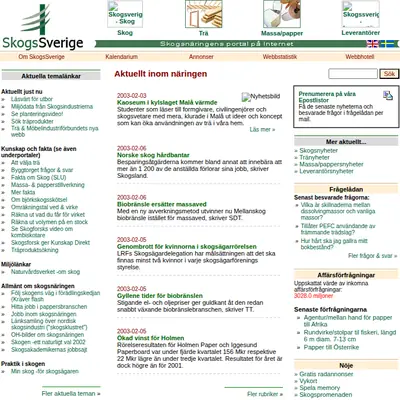 skogssverige.se startsida 2003