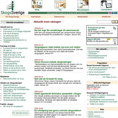 skogssverige.se startsida 2004